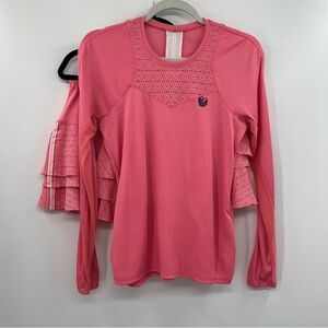 Lucky in Love Patch Stripe Long Sleeves Round Rally Skirt with Top Women - Pink